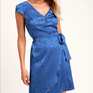 Lulus Iconic Cobalt Blue Satin Mini Dress